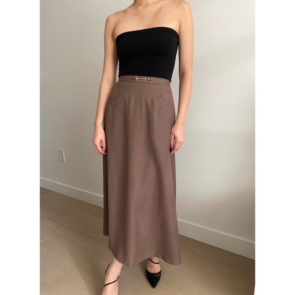 Vintage horsebit detail tailored maxi skirt - Picture 2 of 9